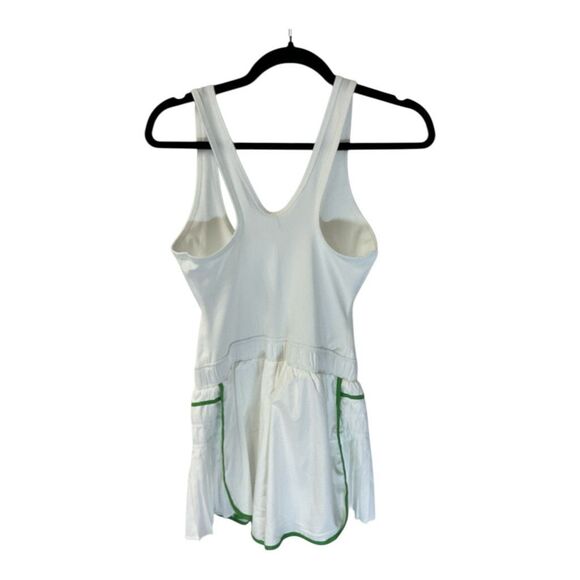 Free People Movement White Green Trim One Piece Sleeveless Romper Activewear S - Picture 5 of 5
